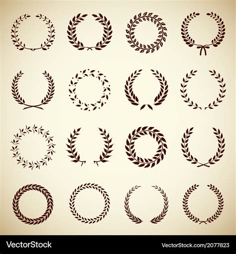 Collection Of Vintage Laurel Wreaths Royalty Free Vector