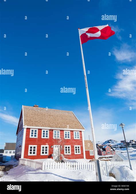 Red House In The Old Town Of Nuuk Capital Of Greenland Editorial Use