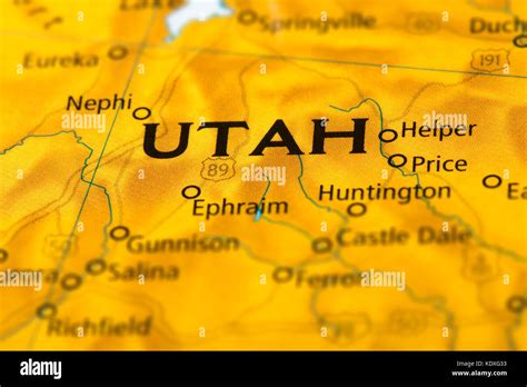 Primer Plano De Utah En Un Mapa Político De Los Estados Unidos