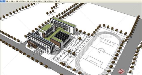 某中小学教学建筑方案设计SU模型 SketchUp模型库 毕马汇 Nbimer