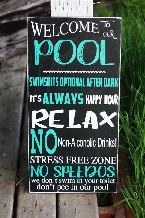 Welcome To Our Pool Sign Pool Rules Wood Outdoor Sign 12x24”