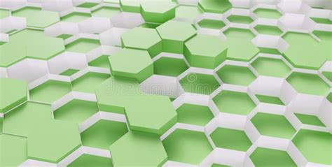 Green Hexagon Background 3d Rendering Illustration Stock