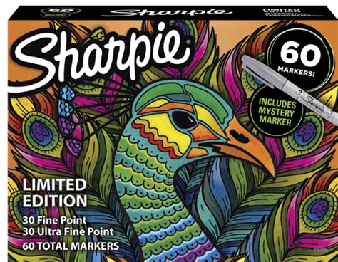 60 Count Sharpie Permanent Markers Limited Edition Set ONLY 15 Reg