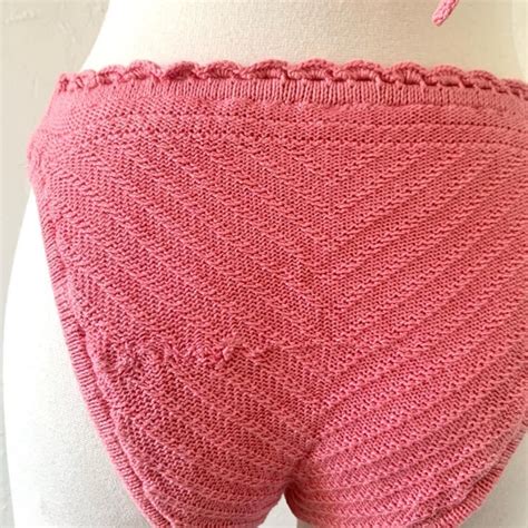 Vtg Victorias Secret Crochet String Bikini Gem