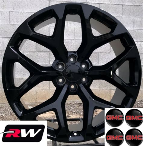 Gloss Black Snowflake Wheels 20x9 Fits 1999 2025 Gmc Sierra 1500yukonxl Ebay