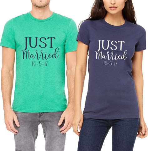 "Just Married" Bride & Groom T-Shirt Set - Personalized Brides ...