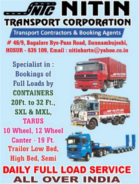 Trailer Truck Transport Services From Hosur At Rs In Hosur Id