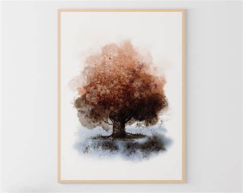 Fall Tree Painting Oak Watercolor Tree Original Art Print Tree - Etsy