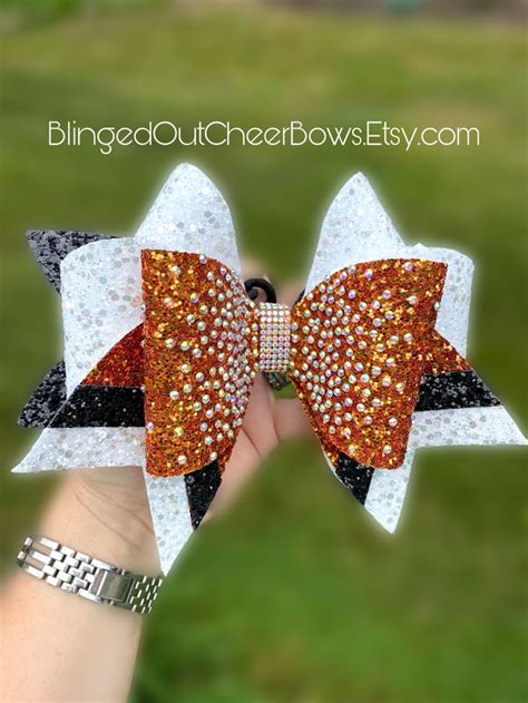 Orange Cheer Bow Cheer Bows Cheer Competition Bling Sparkle Hair