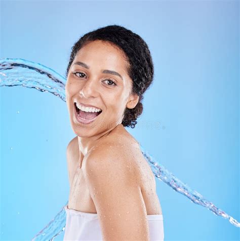 Skincare Beauty And Water Splash With Portrait Of Woman For Shower