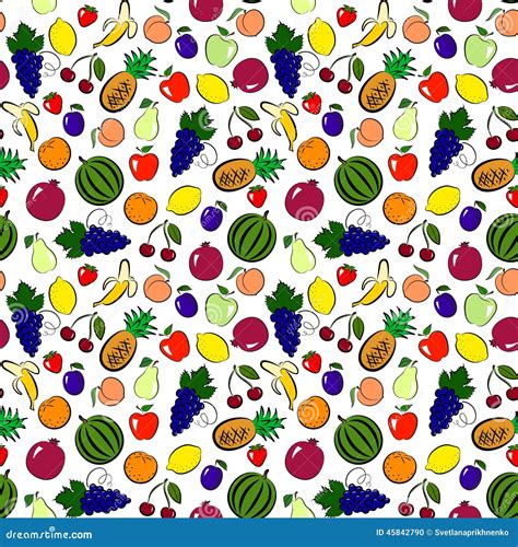 Seamless Fruits Background Stock Vector Illustration Of Nature 45842790