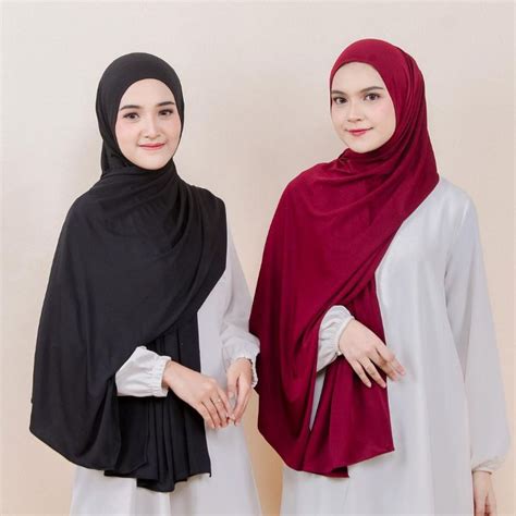 Jual Pashmina Instant Jersey Premium Polos Jahit Tepi Shopee Indonesia