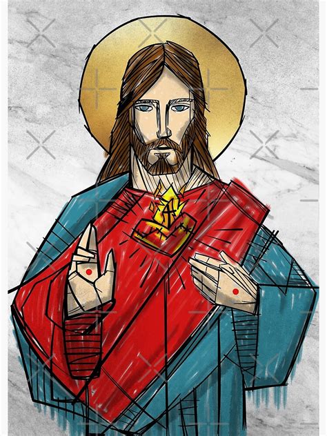 Sacred Heart Of Jesus Poster For Sale By Guillermofarze Redbubble