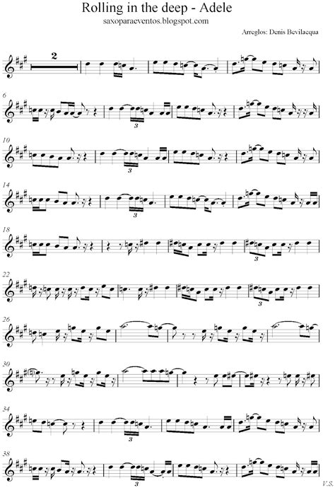 Rolling In The Deep Adele Score And Track Sheet Music Free Free Sheet Music For Sax