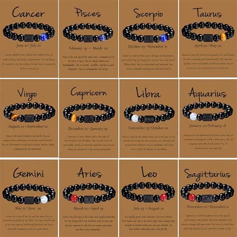 1pc Unisex 12 Constellation Signs Beads Bracelet Leo Taurus