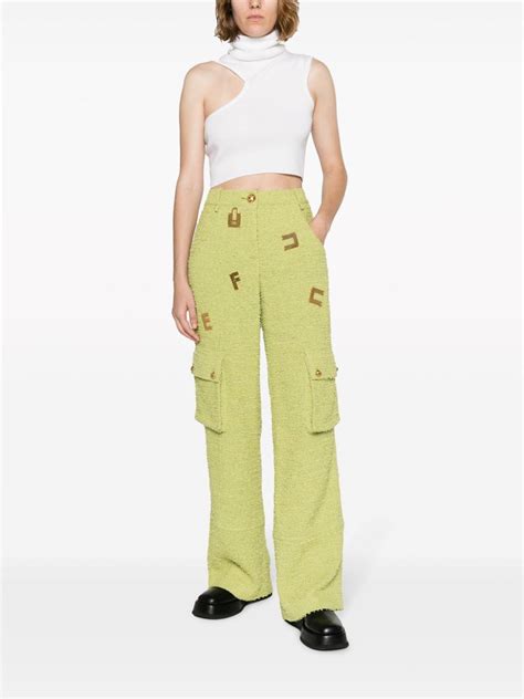 Elisabetta Franchi Logo Embellished Tweed Cargo Trousers Farfetch