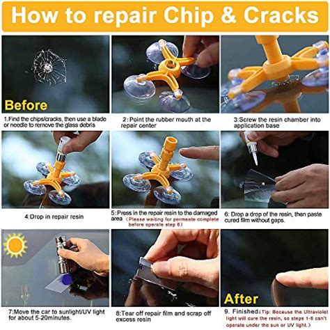 LIFEDE Windshield Repair Kit, Windshield Chip Repair Kit, DIY Car Windshield Glass Repair Tool ...