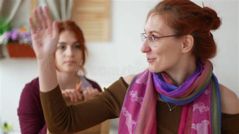 Female Artists Performing Artistic Etude Witn Nude Model In A Stidio Stock Video Video Of