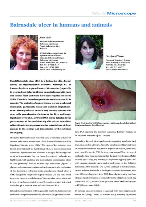 (PDF) Bairnsdale ulcer in humans and animals | Carolyn O'Brien - Academia.edu