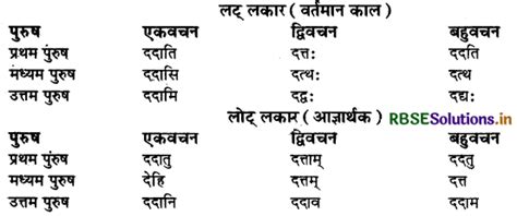 Rbse Class 9 Sanskrit व्याकरणम् धातुरूपाणि