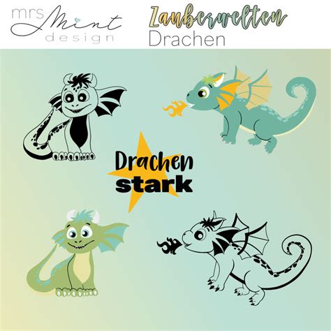 Plotterdatei Fantastische Zauberwelten Drachen Svg Dxf Cutting File Silhouette Cricut