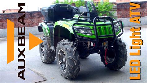 Auxbeam LED Light Bar Install And Test Drive ATV Arctic Cat 700 YouTube