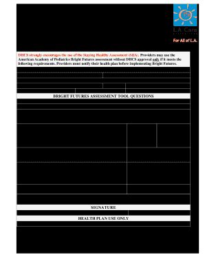 Fillable Online Bright Futures Assessment Tool Notification Form