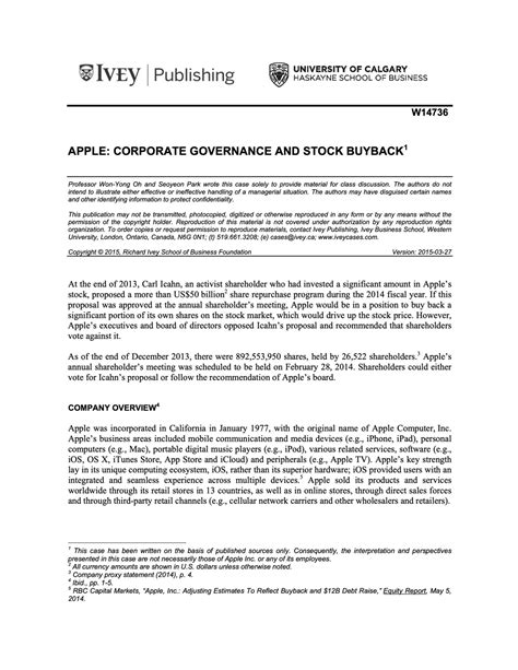 Apple Corporate Governance And Stock Buy Back PDF Alumnos