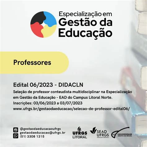 Publicado Edital De Sele O Para Professor Conteudista No Curso De