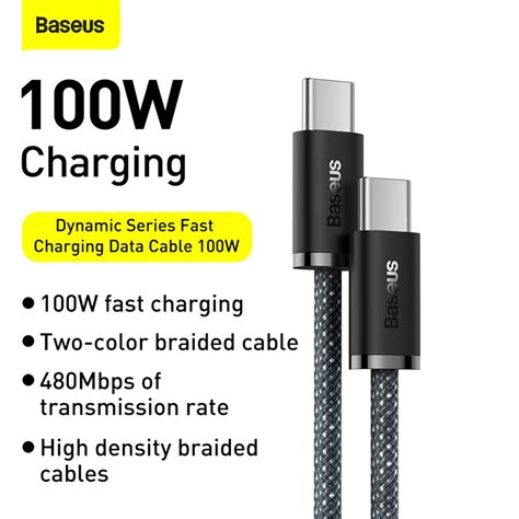 Baseus Cable Type C To Type C Dynamic Series Fast Charging Data Cable 100w 1m Slate Gray