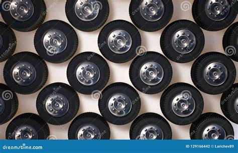 Car Wheels Isolated On White Background Top View 3d Render Stock