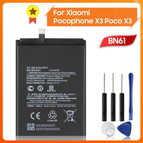 Batería de teléfono BN61 Original para Pocophone X3 Poco X3 6000mAh