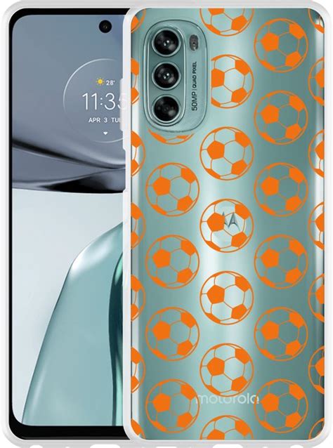 Motorola Moto G62 5G Hoesje Orange Soccer Balls Designed By Cazy Bol