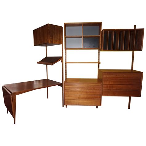 Mid Century Danish Solid Teak Adjustable Three Shelf Wall Unit At 1stdibs