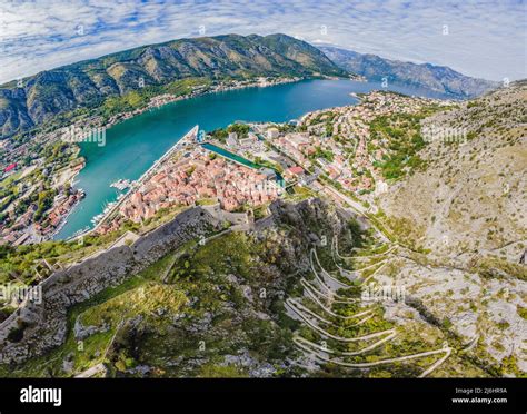 Montenegro Bay Of Kotor Gulf Of Kotor Boka Kotorska And Walled Old