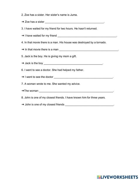 Grammar Practice Relative Clause Worksheet Live Worksheets