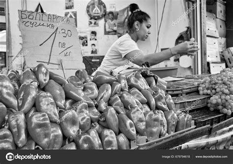 Bulgaria Sofia September 2023 People Local Food Market Downtown