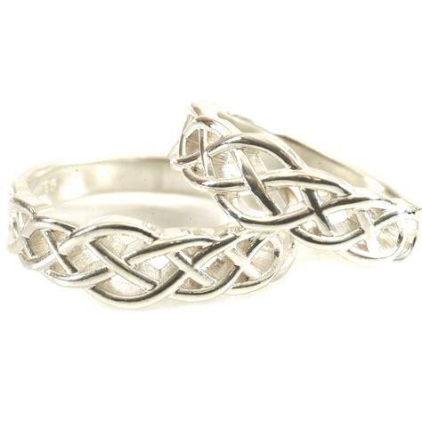 Celtic Knot Wedding Band Set Sterling Silver Wedding Ring