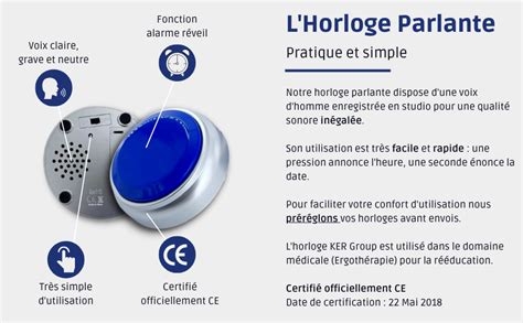 KER Group 2 Horloge Parlante Pour Malvoyant Alzheimer Aveugles Ou