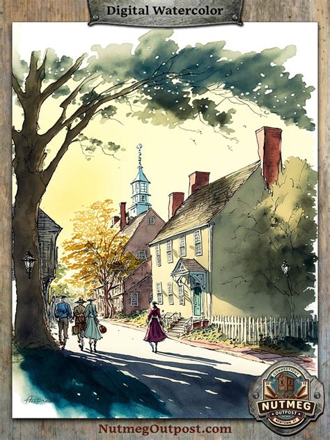 Printable Art Historic New England Town Rustic Americana Landscape