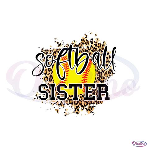 Softball Sister Cheetah Leopard Softball Mothers Day Svg