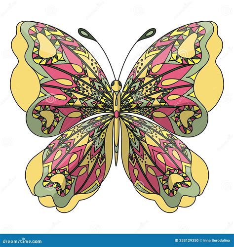 Butterfly Coloring Page For Adults Antistress In Zentangle Style