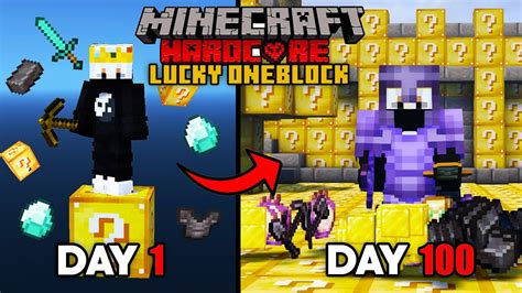 I Survived 100 Days On Lucky Block In Minecraft Hardcore 😱 Minecraft