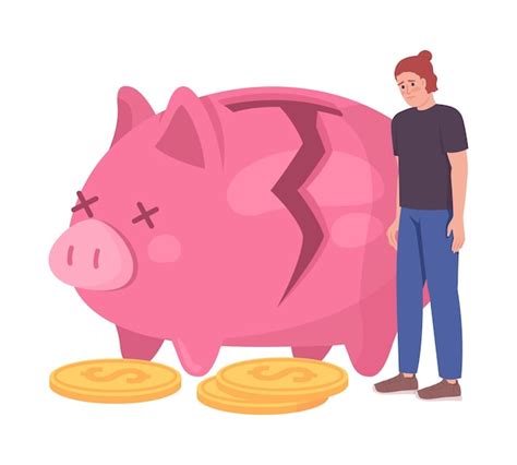 Premium Vector Money Loss Semi Flat Color Vector Character