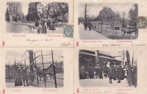 LOT DE 4 Cartes Postales Anciennes Postcards PARIS Jardin D