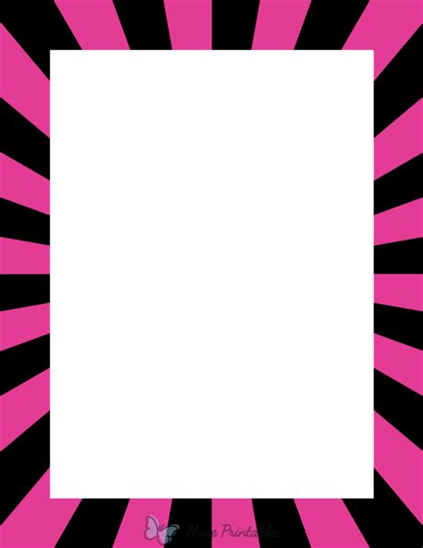 Printable Black And Hot Pink Starburst Page Border