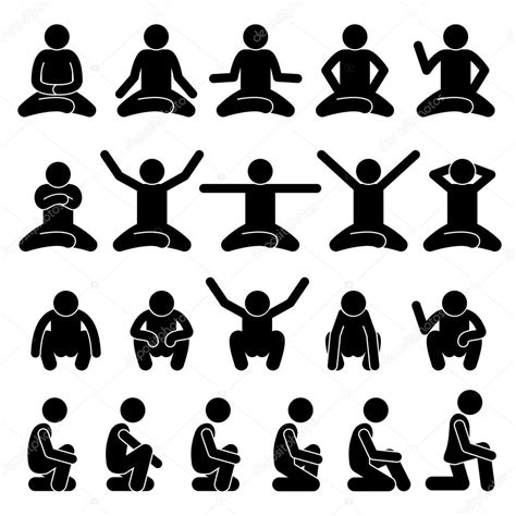 Human Man People Sitting And Squatting On The Floor Poses Postures