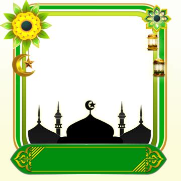 Green Islamic Twibbon Photo Frame Background, Twibbon, Islamic Twibbon, Frame Background PNG ...