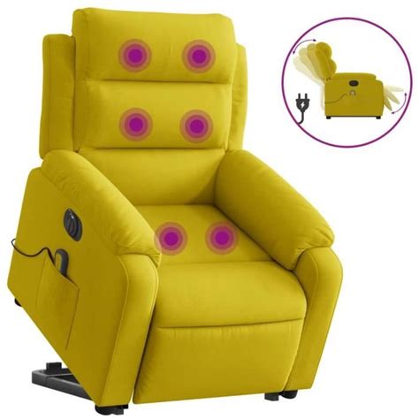 YOSOO Fauteuil inclinable de massage électrique jaune velours AB3205132