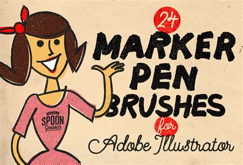 24 Marker Pen Brushes for Adobe Illustrator